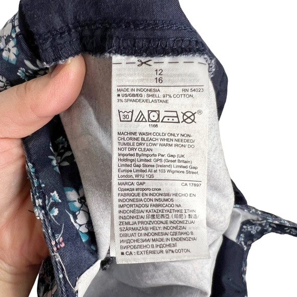 GAP Slim City Crop Twill Navy Blue Ditsy Floral Print Pants - Picture 11 of 11